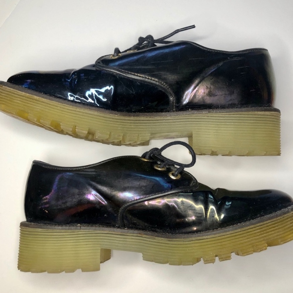 TBA Chunky Black Iridescent Platform Shoes with lug Sole
